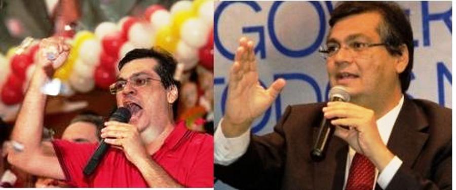 Flávio Dino em campanha, esbravejando contra tudo;  Dino governador: agora, o discurso é outro....
