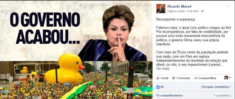Um dos posts de Ricardo Murad: um elegante fora Dilma